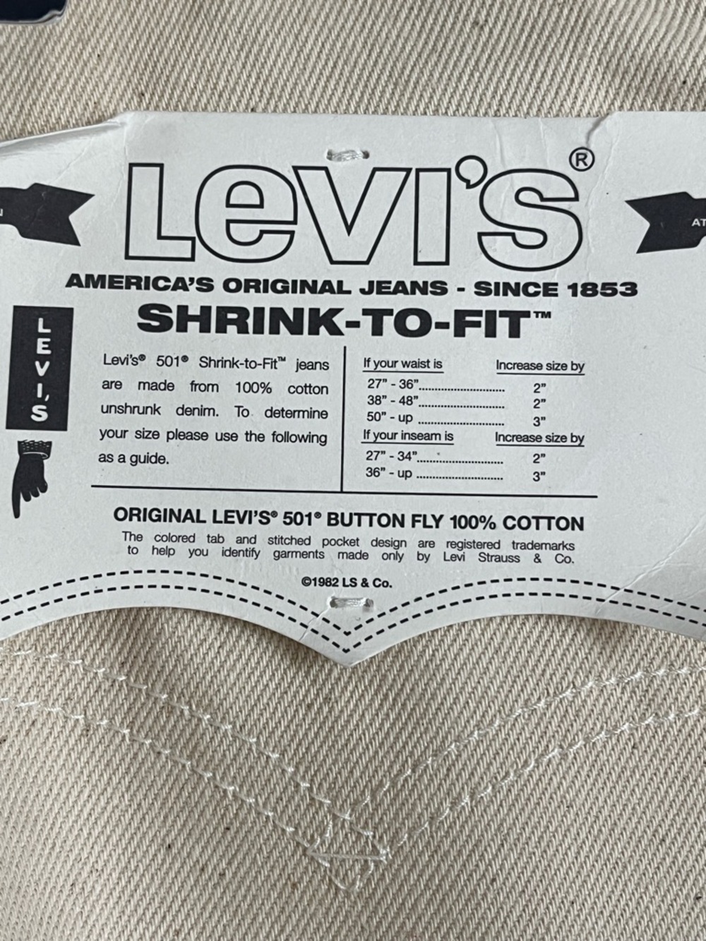 Levi’s Made & Crafted Lot 501 1980s Selvedge Jeans ‘Cream’ (size mens W36xL32) - Picture 16 of 16